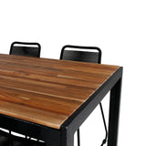 Bois Jídelní stůl 205*90cm - Černé nohy / Akácie +Lindos Stohovací židle - Black Alu / Black Rope_6
