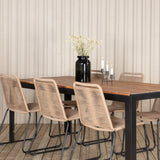 Bois Jídelní stůl 205*90cm - Černé nohy / Acacia +Lindos Stohovací židle - Black Alu / Latte Rope_6