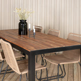 Bois Jídelní stůl 205*90cm - Černé nohy / Acacia +Lindos Stohovací židle - Black Alu / Latte Rope_6