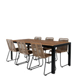 Bois Jídelní stůl 205*90cm - Černé nohy / Acacia +Lindos Stohovací židle - Black Alu / Latte Rope_6
