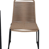 Bois Jídelní stůl 205*90cm - Černé nohy / Acacia +Lindos Stohovací židle - Black Alu / Latte Rope_6