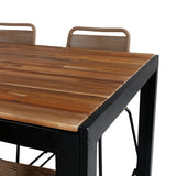 Bois Jídelní stůl 205*90cm - Černé nohy / Acacia +Lindos Stohovací židle - Black Alu / Latte Rope_6