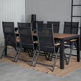 Bois Jídelní stůl 205*90cm - Černé nohy / Acacia +Panama Light 5-poschoďová židle Černá / Černá a teak_6
