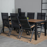 Bois Jídelní stůl 205*90cm - Černé nohy / Acacia +Panama Light 5-poschoďová židle Černá / Černá a teak_6