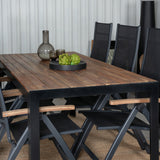 Bois Jídelní stůl 205*90cm - Černé nohy / Acacia +Panama Light 5-poschoďová židle Černá / Černá a teak_6