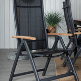 Bois Jídelní stůl 205*90cm - Černé nohy / Acacia +Panama Light 5-poschoďová židle Černá / Černá a teak_6