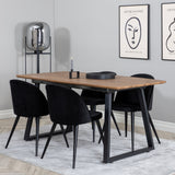 Jídelní stůl Inca - 160/200*85*H75 - Dub / Černá + Sametová jídelní židle - Černá / Černá_4