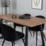 Jídelní stůl Inca - 160/200*85*H75 - Dub / Černá + Sametová jídelní židle - Černá / Černá_4