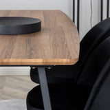 Jídelní stůl Inca - 160/200*85*H75 - Dub / Černá + Sametová jídelní židle - Černá / Černá_4