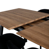 Jídelní stůl Inca - 160/200*85*H75 - Dub / Černá + Sametová jídelní židle - Černá / Černá_4