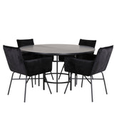 Copenhagen - Jídelní stůl kulatý - Black / Black+Petra Židle - Black / Black Velvet_4