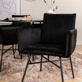 Copenhagen - Jídelní stůl kulatý - Black / Black+Petra Židle - Black / Black Velvet_4