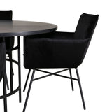 Copenhagen - Jídelní stůl kulatý - Black / Black+Petra Židle - Black / Black Velvet_4