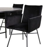 Copenhagen - Jídelní stůl kulatý - Black / Black+Petra Židle - Black / Black Velvet_4