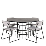 Copenhagen - Jídelní stůl kulatý - Černá / Černá+Kenth Židle - Černá / Světle šedá Velvet_4