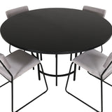 Copenhagen - Jídelní stůl kulatý - Černá / Černá+Kenth Židle - Černá / Světle šedá Velvet_4