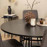 Copenhagen - Jídelní stůl kulatý - Černá / Černá + židle Windu Lyx - Černá / Šedá Micro Fibre_4