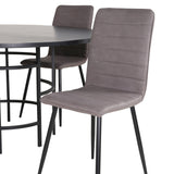 Copenhagen - Jídelní stůl kulatý - Černá / Černá + židle Windu Lyx - Černá / Šedá Micro Fibre_4