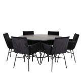 Copenhagen - Jídelní stůl kulatý - Black / Black+Petra Židle - Black / Black Velvet_6