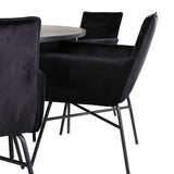 Copenhagen - Jídelní stůl kulatý - Black / Black+Petra Židle - Black / Black Velvet_6