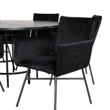 Copenhagen - Jídelní stůl kulatý - Black / Black+Petra Židle - Black / Black Velvet_6