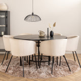 Copenhagen - Jídelní stůl kulatý - Černá / Černá + židle Berit - Černá / Béžová Velvet_6