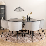 Copenhagen - Jídelní stůl kulatý - Černá / Černá + židle Berit - Černá / Světle šedá Velvet_6