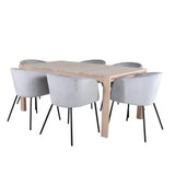 Posuvný prodlužovací stůl - White Wash - 170+40+40cm + Židle Berit - Černá / Světle šedá Velvet_6