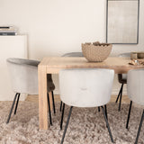 Posuvný prodlužovací stůl - White Wash - 170+40+40cm + Židle Berit - Černá / Světle šedá Velvet_6