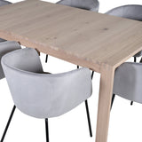 Posuvný prodlužovací stůl - White Wash - 170+40+40cm + Židle Berit - Černá / Světle šedá Velvet_6