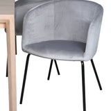 Posuvný prodlužovací stůl - White Wash - 170+40+40cm + Židle Berit - Černá / Světle šedá Velvet_6