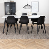 Jídelní stůl Jimmy, černá bílá HPL+polární plastová jídelní židle, černé nohy Černý plast_6