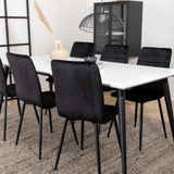 Jídelní stůl Jimmy, černá bílá židle HPL+Windu Lyx židle, černá černá samet_6