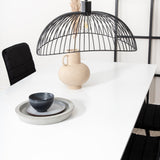 Jídelní stůl Jimmy, černá bílá židle HPL+Windu Lyx židle, černá černá samet_6