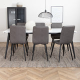 Jídelní stůl Jimmy, černá bílá židle HPL+Windu Lyx židle, černá šedá mikrovlákno_6