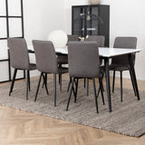 Jídelní stůl Jimmy, černá bílá židle HPL+Windu Lyx židle, černá šedá mikrovlákno_6