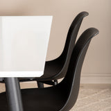 Jídelní stůl Jimmy, černá bílá HPL+polární plastová jídelní židle, černé nohy Černý plast_4