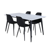 Jídelní stůl Jimmy, černá bílá HPL+polární plastová jídelní židle, černé nohy Černý plast_4