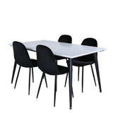 Jídelní stůl Jimmy , černá bílá HPL+jídelní židle Polar , černé nohy Black Velvet (ers√§tter 19902,888)_4