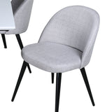 Jídelní stůl Jimmy , černá bílá HPL + sametová jídelní křeslo , černé nohy , světle šedá látka_4