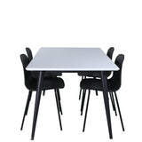 Jídelní stůl Jimmy, černá bílá HPL+arktická jídelní židle, černé nohy, černý plast_4