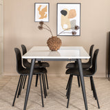 Jídelní stůl Jimmy, černá bílá HPL+arktická jídelní židle, černé nohy, černý plast_4