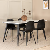 Jídelní stůl Jimmy, černá bílá HPL+arktická jídelní židle, černé nohy, černý plast_4