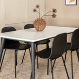 Jídelní stůl Jimmy, černá bílá HPL+arktická jídelní židle, černé nohy, černý plast_4