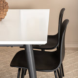 Jídelní stůl Jimmy, černá bílá HPL+arktická jídelní židle, černé nohy, černý plast_4