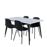 Jídelní stůl Jimmy, černá bílá HPL+arktická jídelní židle, černé nohy, černý plast_4