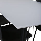 Jídelní stůl Jimmy, černá bílá HPL+arktická jídelní židle, černé nohy, černý plast_4