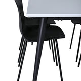 Jídelní stůl Jimmy, černá bílá HPL+arktická jídelní židle, černé nohy, černý plast_4