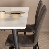 Jídelní stůl Jimmy, černá bílá židle HPL+Windu Lyx židle, černá šedá mikrovlákno_4