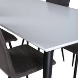 Jídelní stůl Jimmy, černá bílá židle HPL+Windu Lyx židle, černá šedá mikrovlákno_4